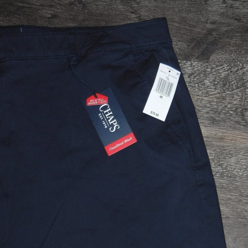 Chaps Big Tall Coastal Wash Flat Front‎ Shorts Navy Blue Size 48